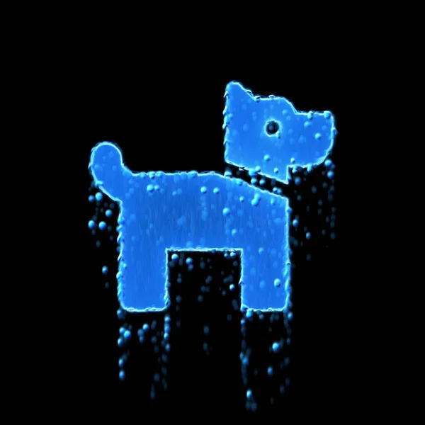 Perro Símbolo Húmedo Azul Goteo Agua — Foto de Stock