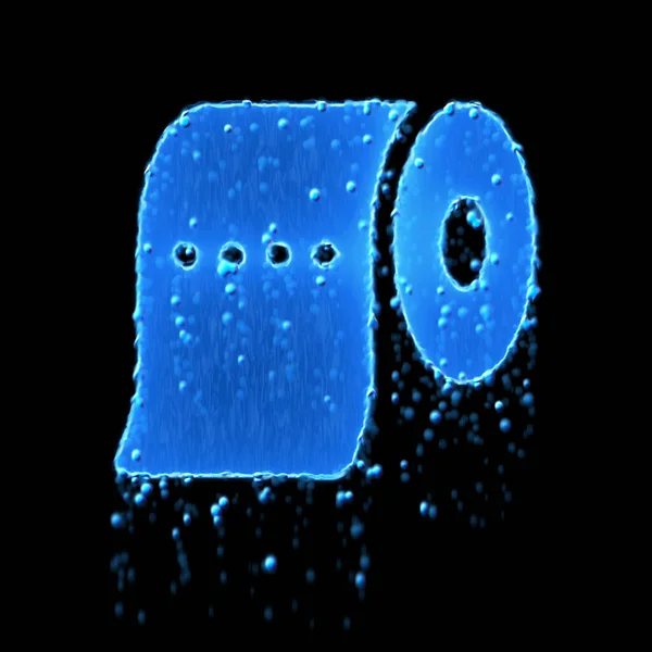 Mokry Symbol Papieru Toaletowego Jest Niebieski Kapanie Wodą — Zdjęcie stockowe