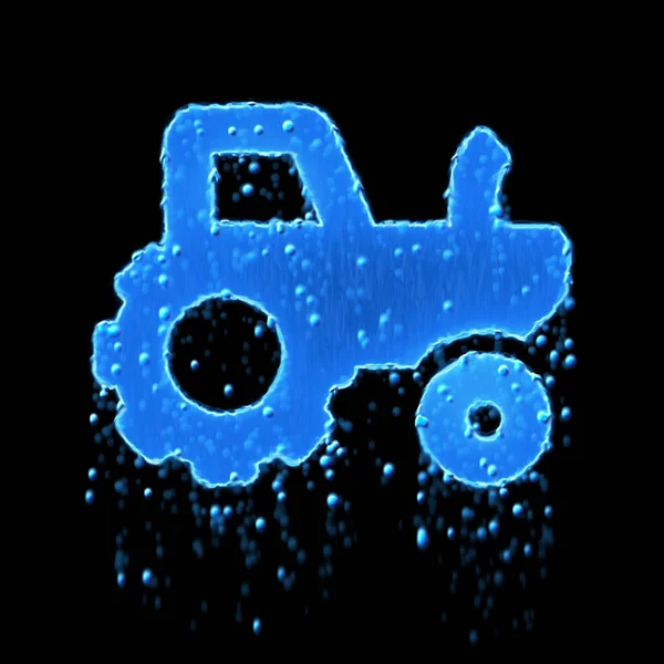 Wet Symbol Tractor Blue Water Dripping — Stock Photo, Image