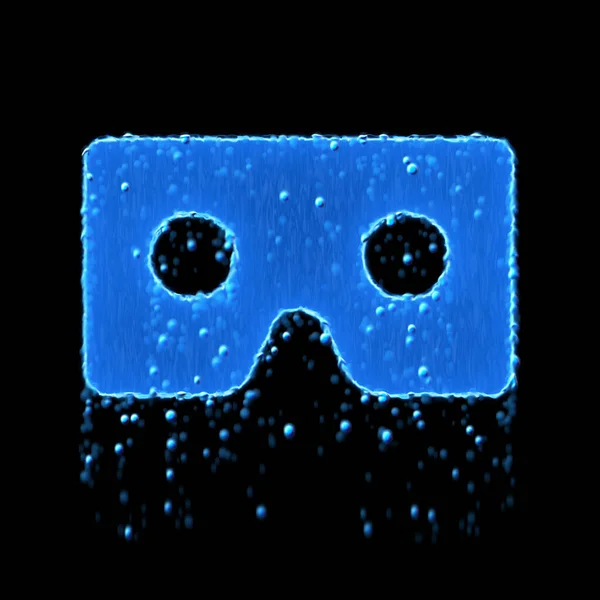 Wet symbol vr cardboard is blue. Water dripping