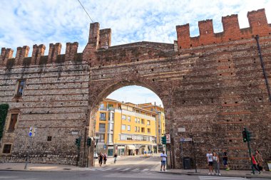 Verona, Italy - July 15, 2019: Ancient Gate - Porta Cittadella