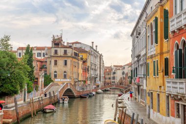 Venice, Italy - July 17, 2019: Canal Rio del Carmini (Cannaregio Canal)