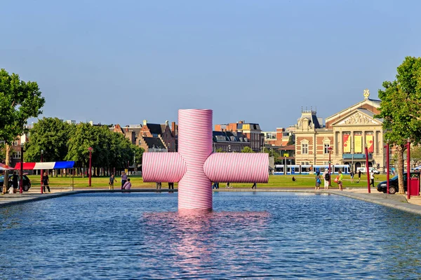 Amsterdam Netherlands June 2019 Fountain Pipe Installation Rijksmuseum — Stock Photo, Image