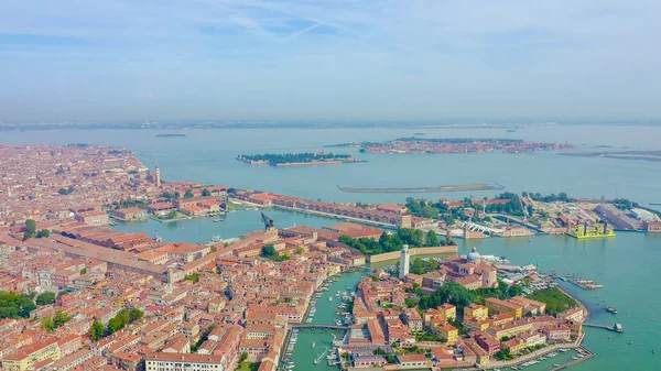 Venice Italy Panoramic View Historic Center Venice Sunny Day Aerial — стокове фото