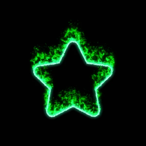 象征之星在绿色的火中燃烧 — 图库照片