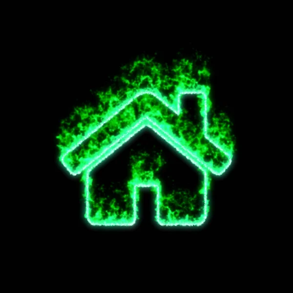 Symbol Domov Hoří Zeleném Ohni — Stock fotografie