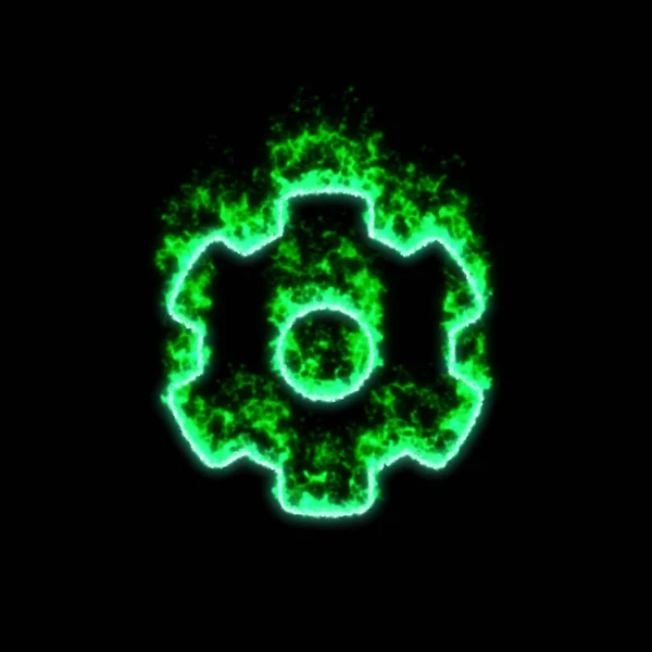 Símbolo Cog Queima Fogo Verde — Fotografia de Stock