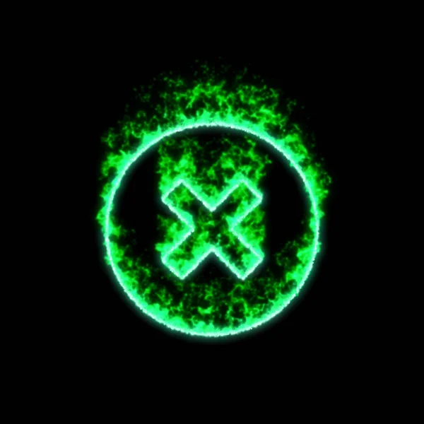 Het Symbool Keer Cirkel Brandt Groen Vuur — Stockfoto