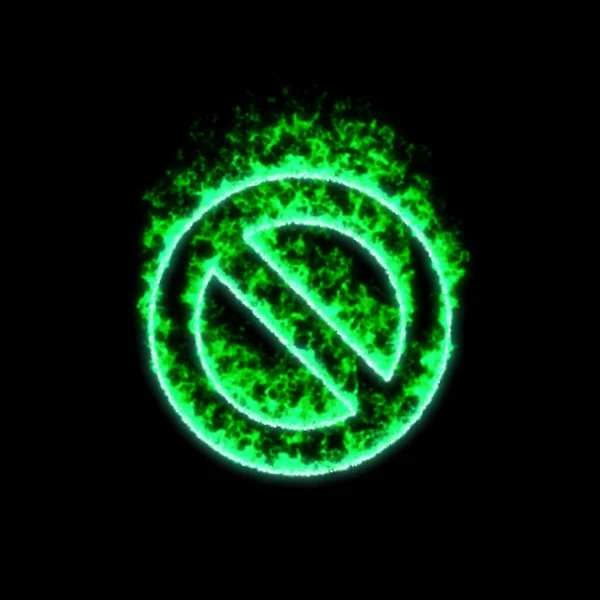 Prohibición Del Símbolo Arde Fuego Verde —  Fotos de Stock