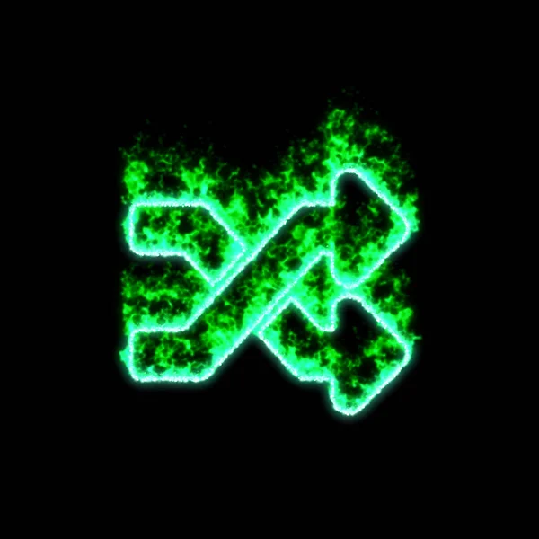 Symbolen Bränns Slumpmässigt Grön Eld — Stockfoto