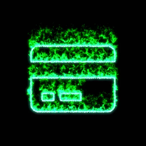 Symbolen Kreditkort Brinner Grön Eld — Stockfoto