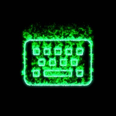 Sembol klavyesi yeşil ateşte yanıyor.  