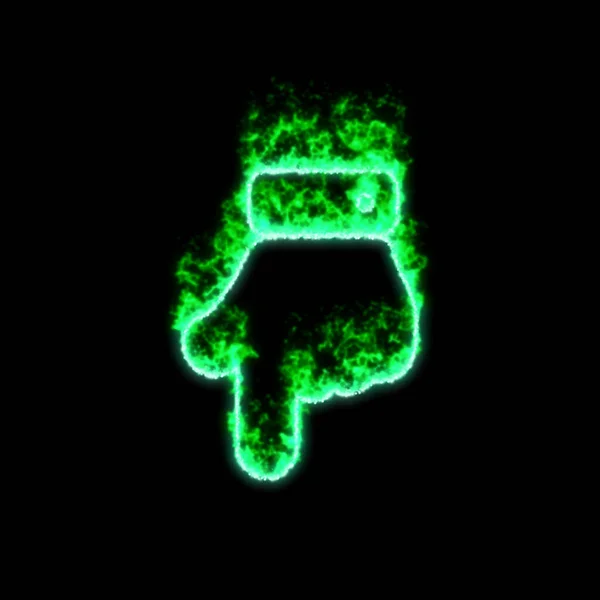 Символ Стрелки Вниз Горит Зеленом Огне — стоковое фото
