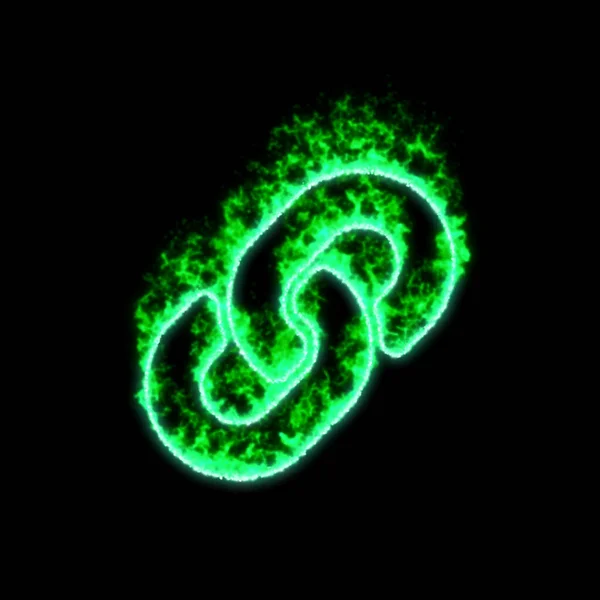 Collegamento Simbolo Brucia Nel Fuoco Verde — Foto Stock