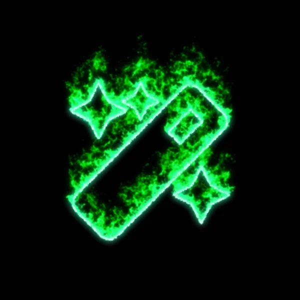 The symbol magic burns in green fire