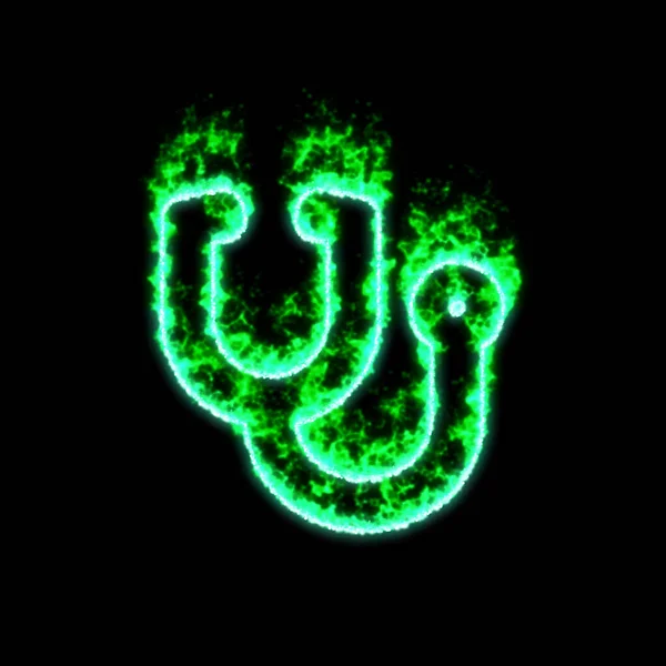 Символ Стетоскопа Горит Зеленом Огне — стоковое фото