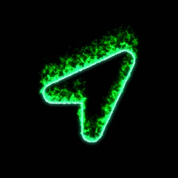 Freccia Posizione Simbolo Brucia Nel Fuoco Verde — Foto Stock