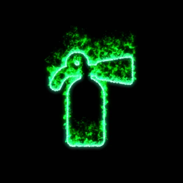 Symbol Gaśnica Pali Się Zielonym Ogniu — Zdjęcie stockowe