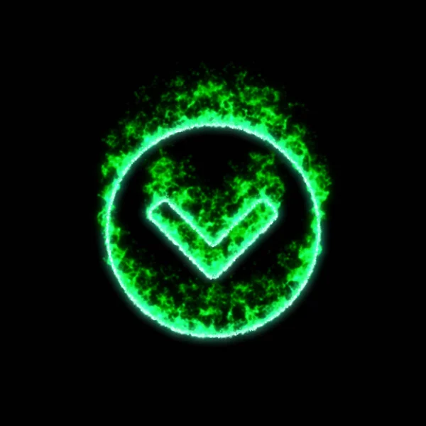 Círculo Chevron Símbolo Abaixo Queima Fogo Verde — Fotografia de Stock