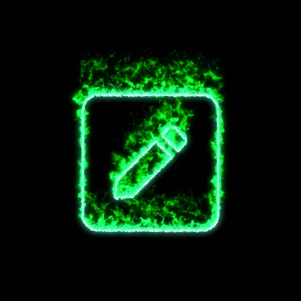 Символ Ручки Квадрат Горить Зеленому Вогні — стокове фото