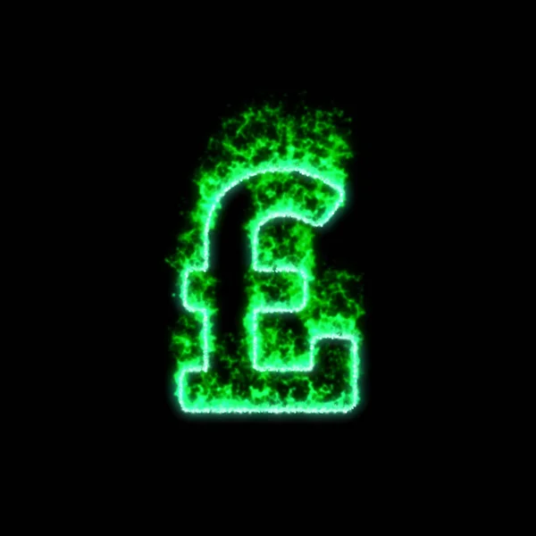 The symbol pound sign burns in green fire