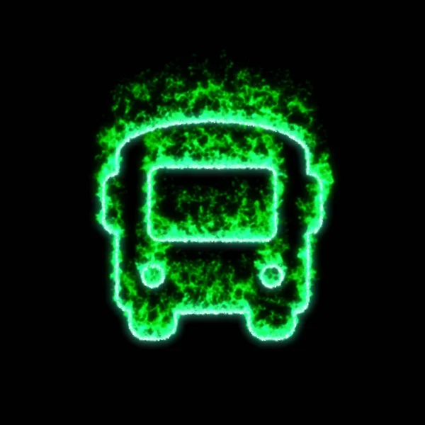 Símbolo Bus Arde Fuego Verde — Foto de Stock