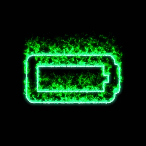 Σύμβολο Της Μπαταρίας Άδειο Καίει Πράσινη Φωτιά — Φωτογραφία Αρχείου