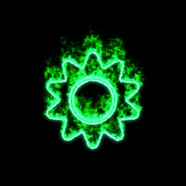 Sol Símbolo Queima Fogo Verde — Fotografia de Stock
