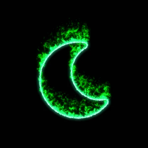 Het Symbool Maan Brandt Groen Vuur — Stockfoto
