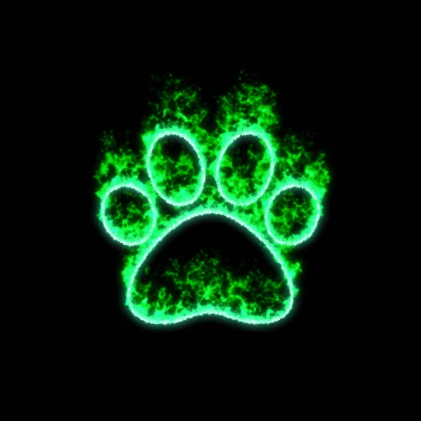 Symbol Paw Burns Green Fire — Stock Photo, Image