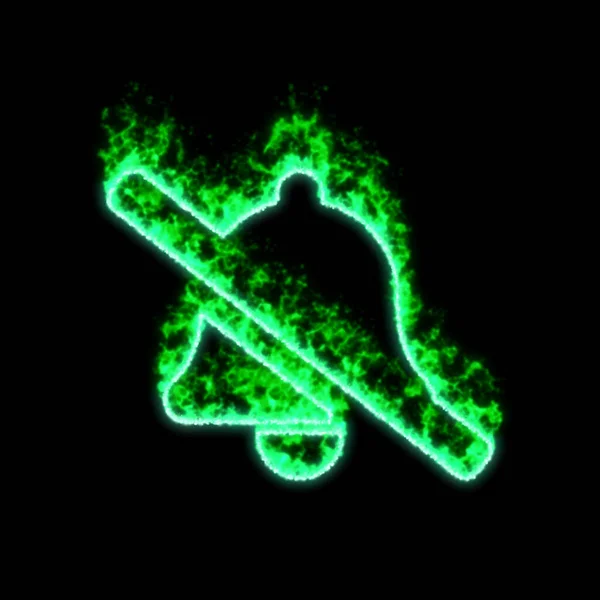 Σύμβολο Καμπάνα Κάψιμο Στην Πράσινη Φωτιά — Φωτογραφία Αρχείου