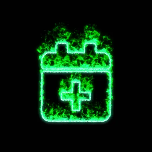 Symbolkalendern Brännskador Grön Eld — Stockfoto