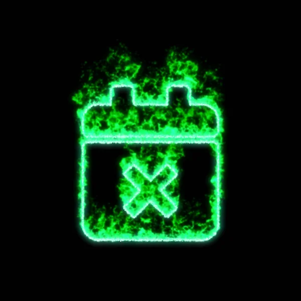 Символ Календарного Времени Горит Зеленом Огне — стоковое фото