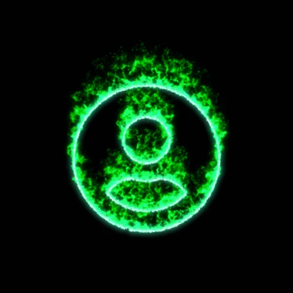 Κύκλος Χρήστη Σύμβολο Καίει Πράσινη Φωτιά — Φωτογραφία Αρχείου