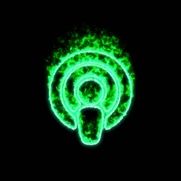 Podcast Símbolo Queima Fogo Verde — Fotografia de Stock