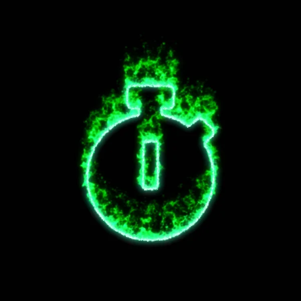 Símbolo Cronômetro Queima Fogo Verde — Fotografia de Stock