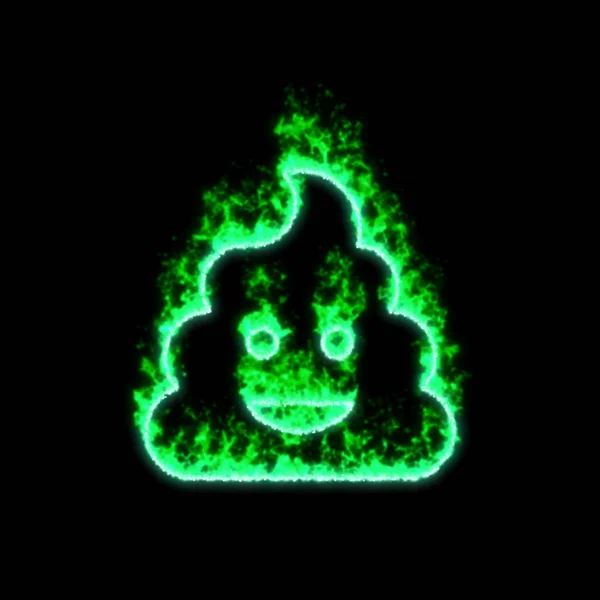 Simbol Poo Luka Bakar Dalam Api Hijau — Stok Foto
