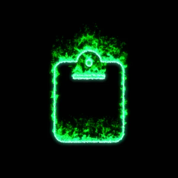 Das Symbol Klemmbrett Brennt Grünem Feuer — Stockfoto
