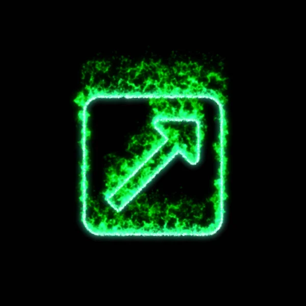 The symbol external link square burns in green fire