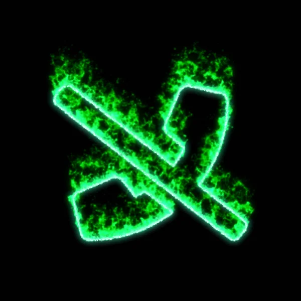 Символ Телефону Спалює Зеленому Вогні — стокове фото