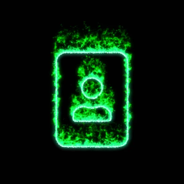 Symbol Portret Płonie Zielonym Ogniu — Zdjęcie stockowe