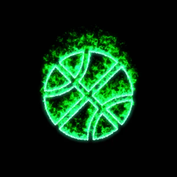 Symbolen Basket Brinner Grön Eld — Stockfoto