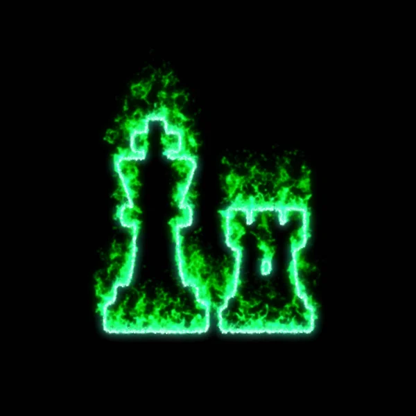 シンボルチェスは緑の火で燃える — ストック写真