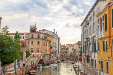 Venice, Italy - July 17, 2019: Canal Rio del Carmini (Cannaregio Canal)