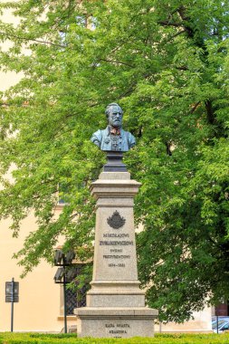 Krakow, Poland - July 21, 2019: Monument Count Mikolaj Ziblikiewicz - Polish and Austro-Hungarian public figure