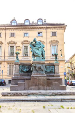 Turin, Italy - July 12, 2019: Monument Giuseppe Mazzini. Created by Luigi Belli and installed in 1917. Statesman, founder of Giovine Italia