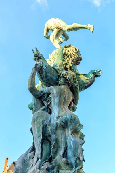 Antwerp Belgium July 2019 Brabo Fountain Grand Place — 스톡 사진