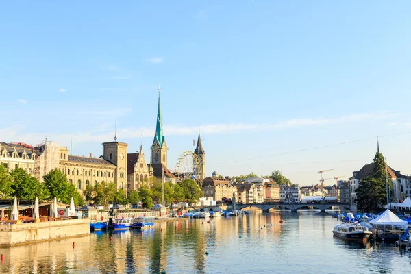 Zurich Switzerland July 2019 Limmat River Embankment — Stock Photo, Image