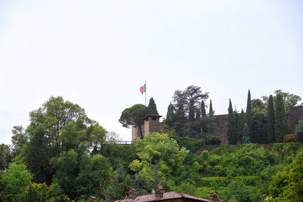 Бергамо Италия Замок Бергамо Рокка Rocca Bergamo Дождливая Погода — стоковое фото