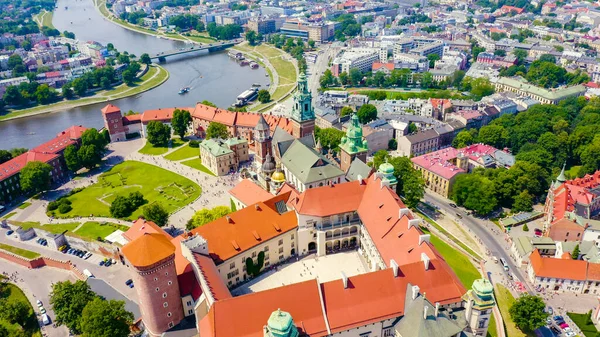 Krakow Poland Wawel Castle Ships Vistula River View Historic Center — Stock Photo, Image